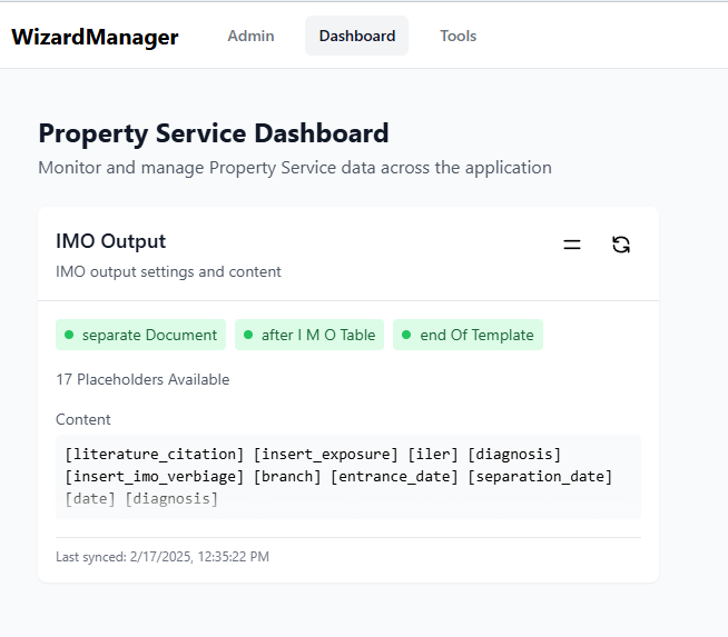 Property Services Configuration